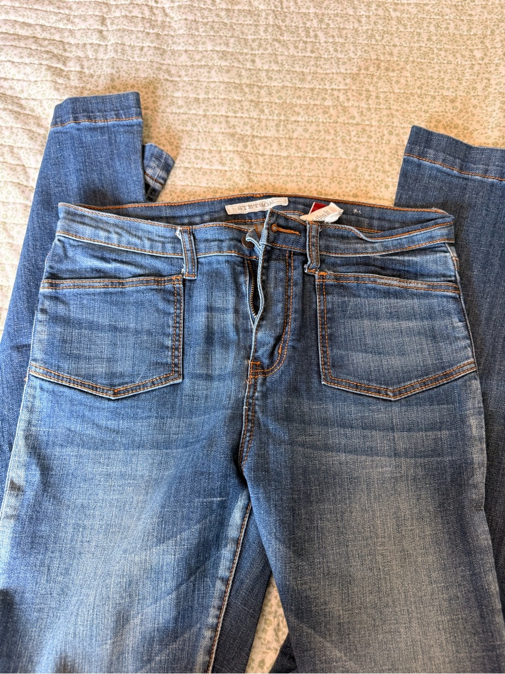 Stetson Women's Blue Wide Leg Jeans - Mid Wash